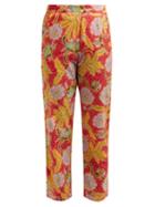 Matchesfashion.com Rhode Resort - Rohan Floral Print Cotton Trousers - Womens - Red Multi