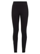 Matchesfashion.com Fendi - Logo Print Technical Fleece Back Jersey Leggings - Womens - Black