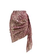 Matchesfashion.com Romance Was Born - Disco Paisley Jacquard Ruched Silk Blend Skirt - Womens - Burgundy Multi