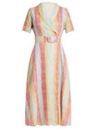 Matchesfashion.com Gl Hrgel - Shawl Collar Striped Linen Dress - Womens - Multi Stripe