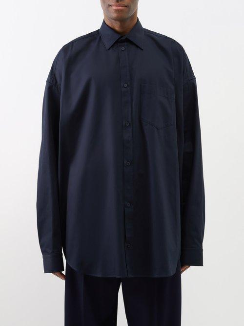 Balenciaga - Cocoon Cotton-canvas Oversized Shirt - Mens - Navy