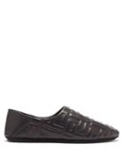 Matchesfashion.com Fendi - Ff-embossed Leather Slippers - Mens - Black