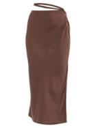 Jacquemus - La Jupe Notte Cut-out Satin Pencil Skirt - Womens - Brown