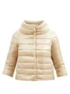 Herno - Sofia Cropped-sleeve Quilted-shell Down Jacket - Womens - Light Beige