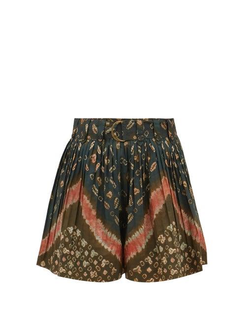 Ulla Johnson - Marianna Shibori-dyed Cotton-poplin Shorts - Womens - Brown Multi