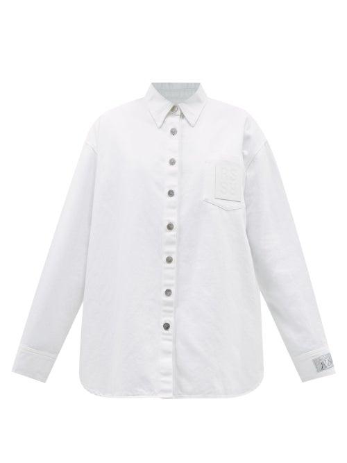 Raf Simons - Oversized Patch-pocket Denim Shirt - Womens - White