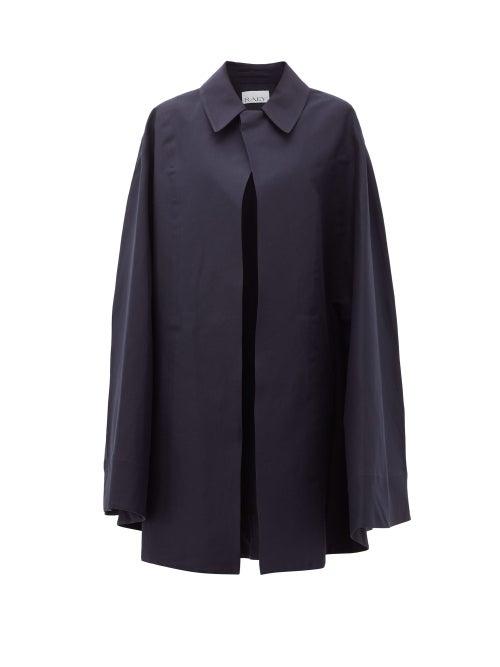 Matchesfashion.com Raey - Point-collar Cotton-garbadine Cape - Womens - Navy