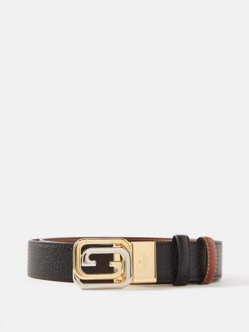 Gucci - Gg-buckle Leather Belt - Mens - Black Multi