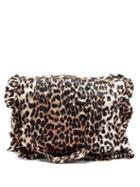 Ganni - Ruffled Leopard-print Quilted Satin Tote Bag - Womens - Leopard