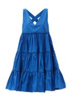 Matchesfashion.com La Doublej - Babe Tiered Cotton-poplin Midi Dress - Womens - Blue