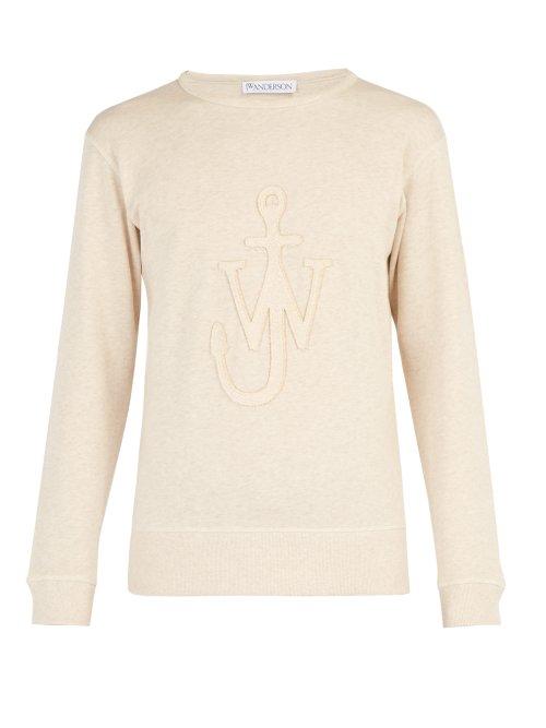 Matchesfashion.com Jw Anderson - Logo Appliqu Anchor Cotton Sweatshirt - Mens - Beige