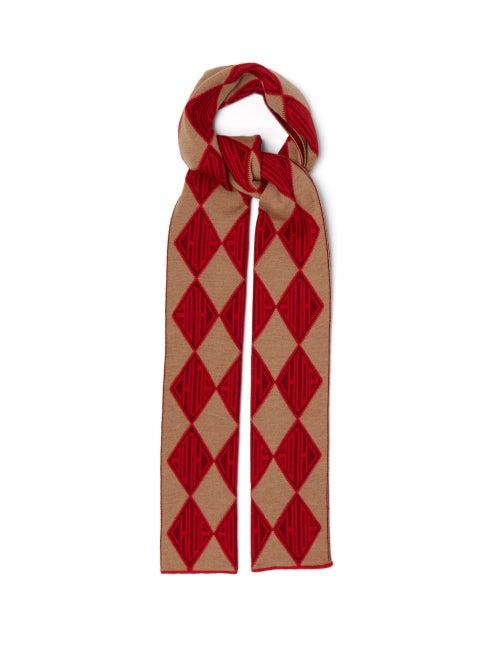 Matchesfashion.com Chlo - Logo-jacquard Wool Scarf - Womens - Pink Multi