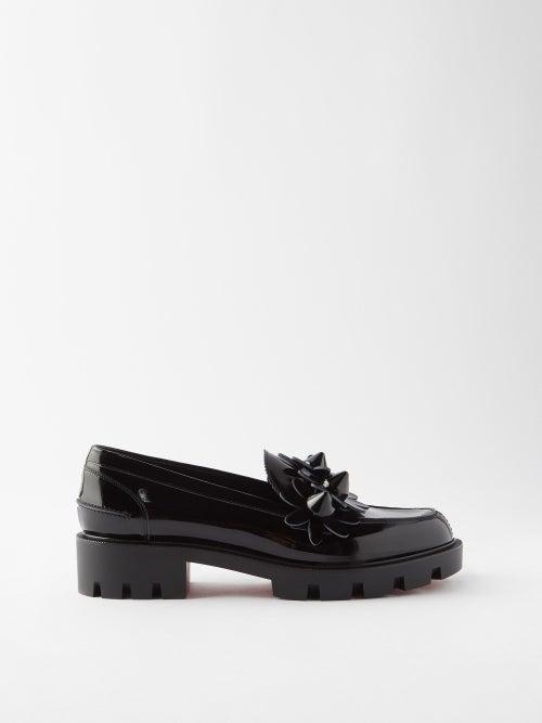 Christian Louboutin - Daisy Spikes Patent-leather Loafers - Womens - Black