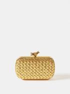 Bottega Veneta - Knot Minaudire Intrecciato-leather Clutch Bag - Womens - Gold