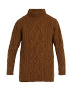 Matchesfashion.com Connolly - Oversized Aran Knit Wool Blend Sweater - Mens - Brown