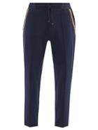 Matchesfashion.com Brunello Cucinelli - Ribbon-stripe Cotton-blend Jersey Track Pants - Mens - Navy