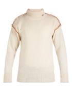 Matchesfashion.com Loewe - Blanket Stitch Roll Neck Wool Sweater - Mens - White
