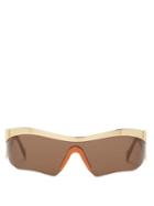 Matchesfashion.com Loewe - Logo-arm Rectangular Metal Sunglasses - Womens - Gold