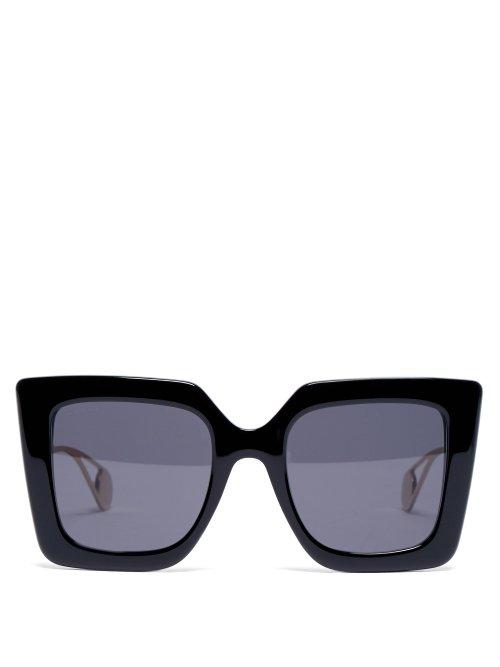 Matchesfashion.com Gucci - Square Frame Acetate And Metal Sunglasses - Womens - Black