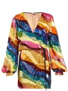 Attico Rainbow-striped Sequin Dress
