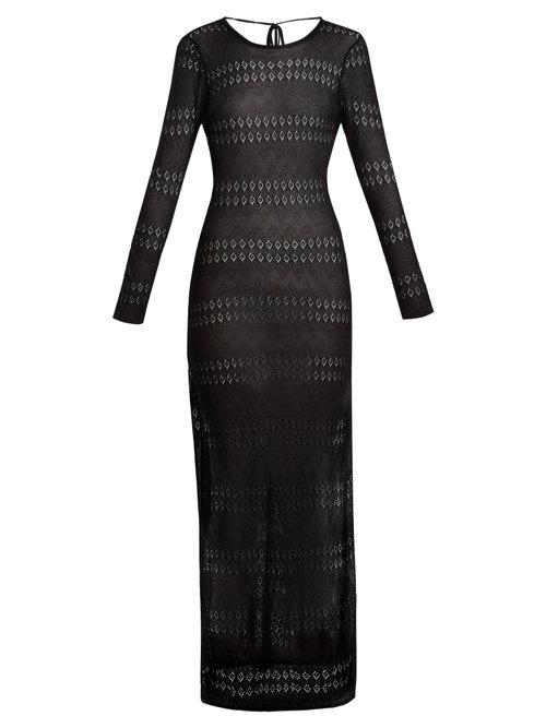 Matchesfashion.com Melissa Odabash - Melissa Scoop Back Pointelle Knit Maxi Dress - Womens - Black