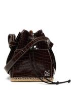 Matchesfashion.com Altuzarra - Espadrille Crocodille Effect Leather Bucket Bag - Womens - Black Multi