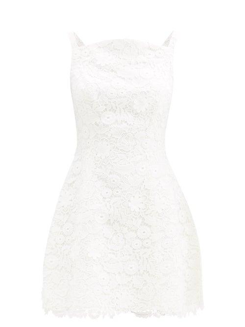 Matchesfashion.com Carolina Herrera - Curved-neck Floral Guipure-lace Mini Dress - Womens - White