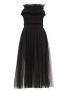 Matchesfashion.com Molly Goddard - Barry Hand-smocked Tulle Midi Dress - Womens - Black