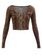Matchesfashion.com Versace - Scoop-neck Python-print Jersey Top - Womens - Animal