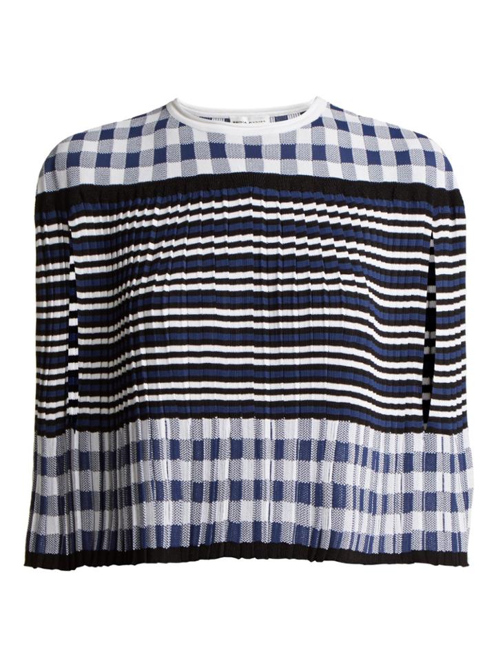 Sonia Rykiel Pleated Knitted Gingham Cape