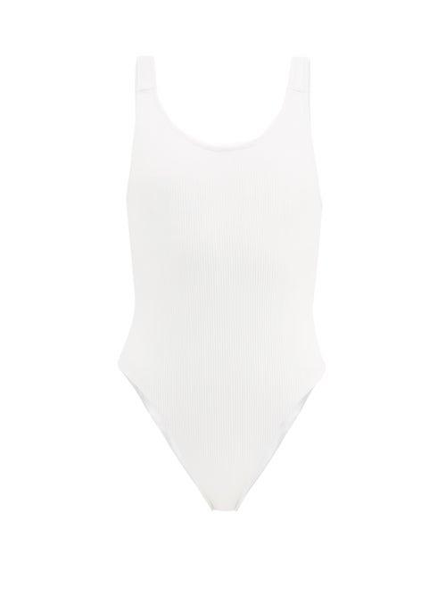 Matchesfashion.com Sara Cristina - Gala Scoop-back Ribbed-jersey Swimsuit - Womens - White