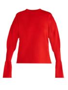 Tibi Fluted-cuff Wool Sweater