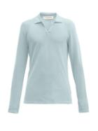 Matchesfashion.com Orlebar Brown - Felix Cotton Waffle-jersey Long-sleeved Polo Shirt - Mens - Light Blue