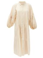 Matchesfashion.com Mes Demoiselles - Alexandra Polka-dot Cotton Midi Shirt Dress - Womens - Beige