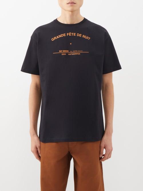 Raf Simons - Logo-print Cotton Oversized T-shirt - Mens - Black Multi