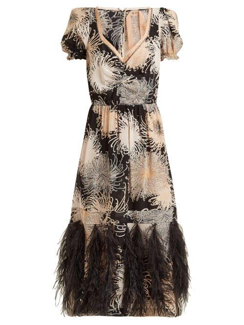 Matchesfashion.com No. 21 - Chrysanthemum Print Silk Dress - Womens - Black Multi