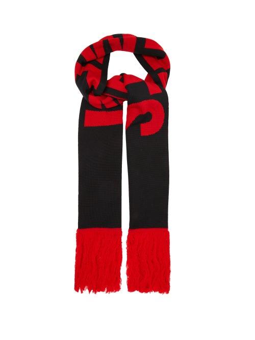 Matchesfashion.com Vetements - Logo-jacquard Merino-wool Scarf - Mens - Black Multi