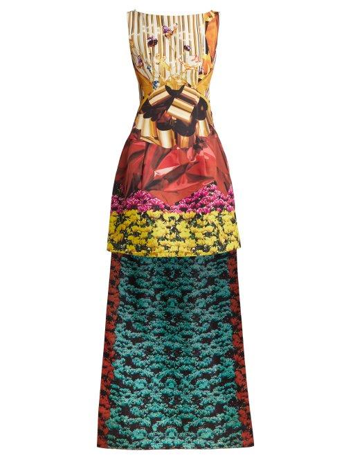 Matchesfashion.com Mary Katrantzou - Harp Hazzard Printed Silk Satin Gown - Womens - Multi
