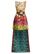 Matchesfashion.com Mary Katrantzou - Harp Hazzard Printed Silk Satin Gown - Womens - Multi