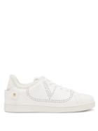 Matchesfashion.com Valentino - Perforated Logo Shearling Lined Leather Trainers - Womens - White