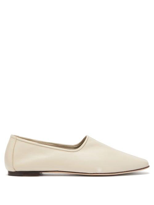 Matchesfashion.com By Far - Petra High Cut Vamp Leather Loafers - Womens - White