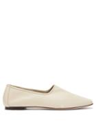 Matchesfashion.com By Far - Petra High Cut Vamp Leather Loafers - Womens - White