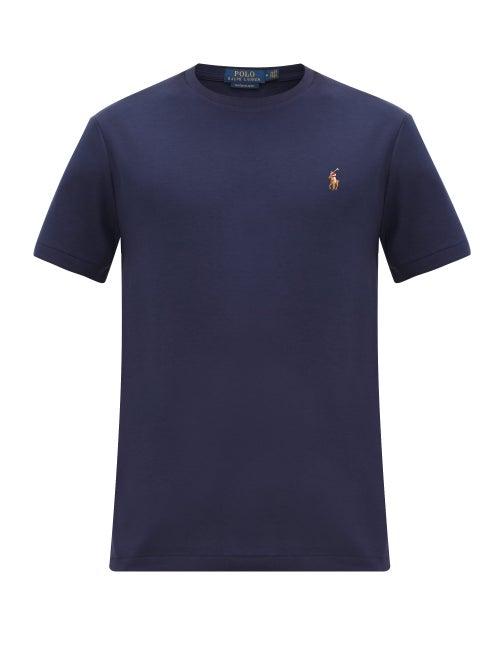 Matchesfashion.com Polo Ralph Lauren - Polo-embroidered Cotton-jersey T-shirt - Mens - Navy