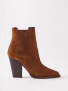 Saint Laurent - Theo 95 Suede Ankle Boots - Womens - Brown