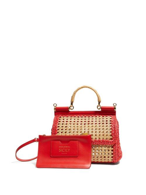 Matchesfashion.com Dolce & Gabbana - Sicily Medium Raffia Bag - Womens - Cream Multi