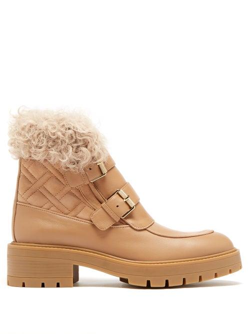 Aquazzura - Ryan Shearling-lined Leather Boots - Womens - Beige