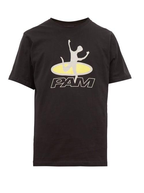 Matchesfashion.com P.a.m. - Disc Man Logo Print Cotton T Shirt - Mens - Black