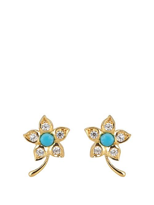 Theodora Warre Zircon, Turquoise And Gold-plated Earrings