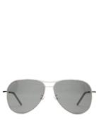 Matchesfashion.com Saint Laurent - Engraved Bridge Aviator Metal Sunglasses - Womens - Black Silver