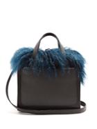 Valextra Passepartout Mongolian-fur Trimmed Leather Bag
